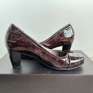Ecco Womens Hanna Leather Round Toe Brown Pump Block Heels Size US 5.5 EU 36